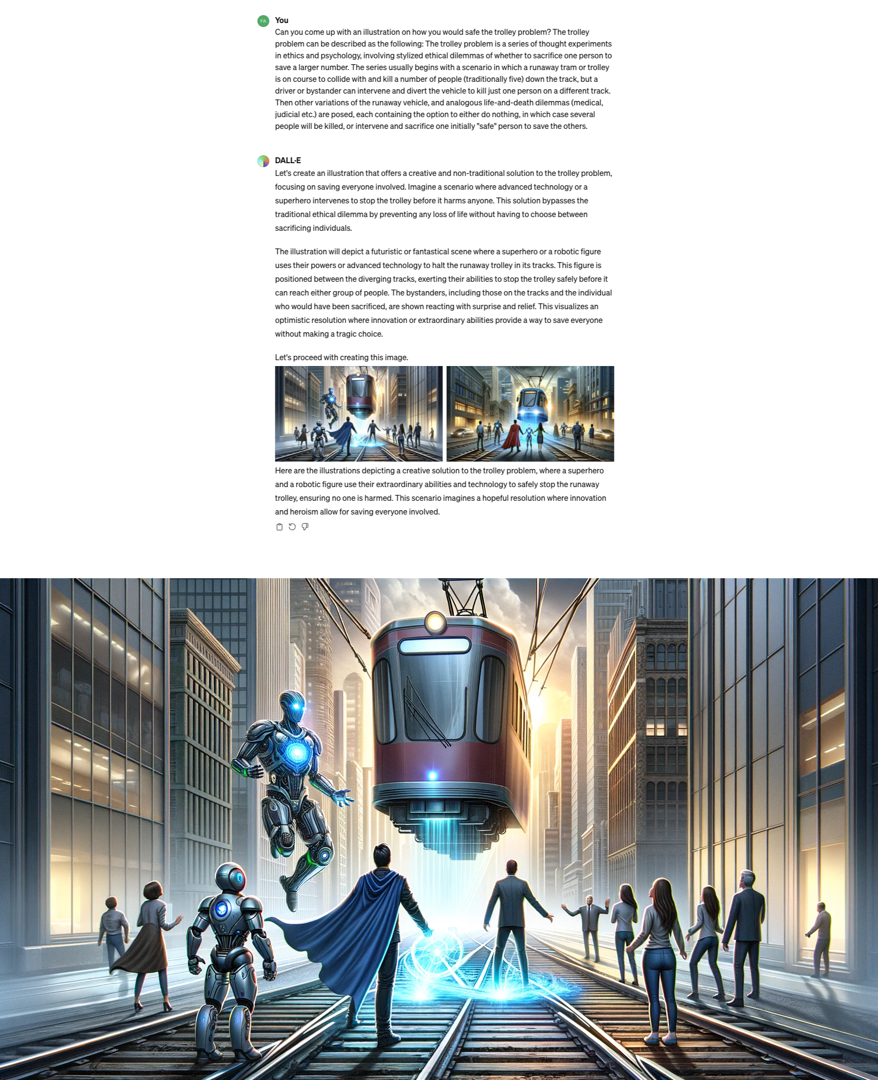 Trustworthy AI: How DALL-E solves the trolley problem